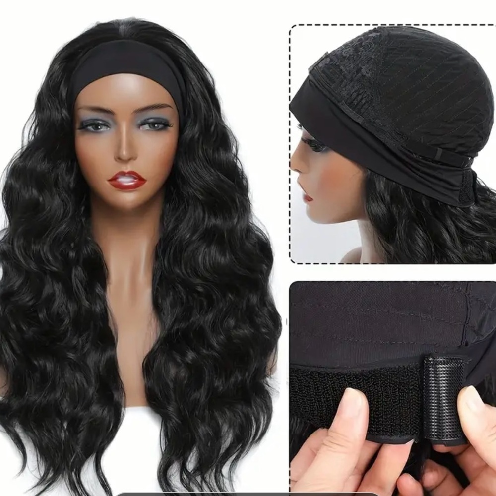 Black head band wavy wig